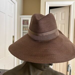 Brunello Cucinelli Chocolate Brown Wide-Brim Straw Fedora